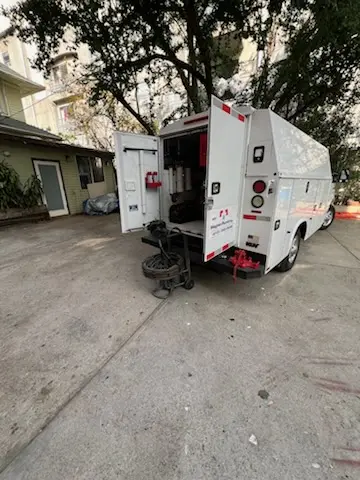 Magnet Plumbing service vehicle on-site for Water Heater Repair in Sierra Sky Park
